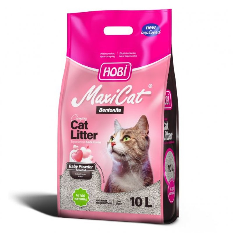 Hobi Maxicat Bebek Pudralı Bentonit Kedi Kumu 10 Litre
