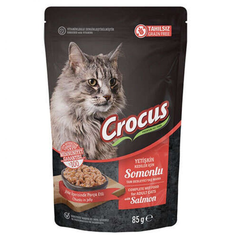 Crocus Pouch Tahılsız Somonlu Jöleli Kedi Yaş Maması 85 Gr