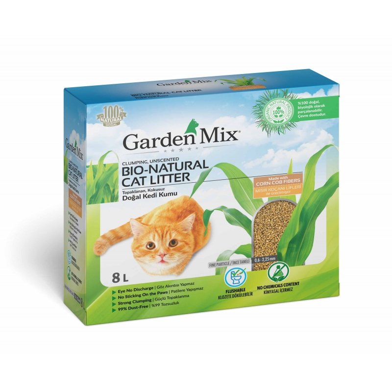 Gardenmix Topaklanan Mısır Lifli Kedi Kumu 8l